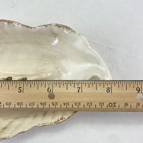 Vintage Mid Century California Pottery Leaf Shape Ashtray White - Picture 11 of 12